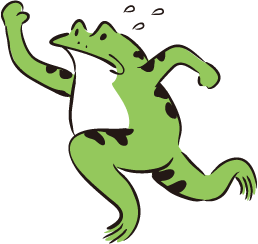 走っているカエル