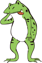 テヘペロしているカエル